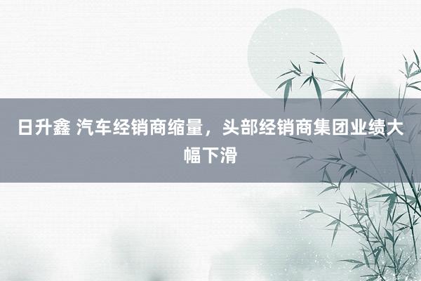 日升鑫 汽车经销商缩量，头部经销商集团业绩大幅下滑