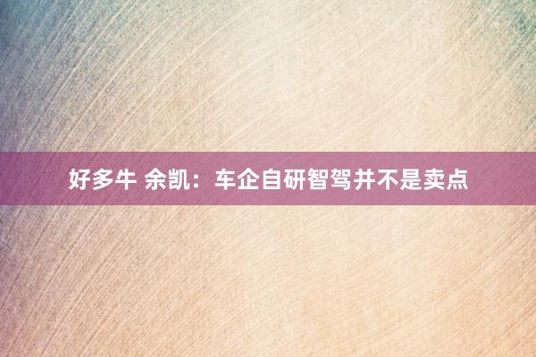 好多牛 余凯：车企自研智驾并不是卖点