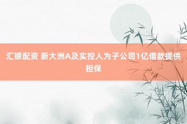 汇银配资 新大洲A及实控人为子公司1亿借款提供担保