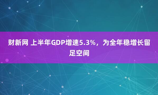 财新网 上半年GDP增速5.3%，为全年稳增长留足空间